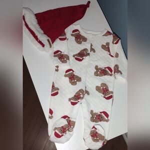 Festive Gingerbread Baby Onesie with Santa Hat